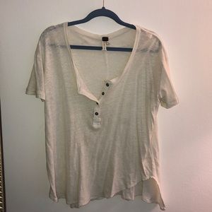 Free People loose scoop neck tee with buttons